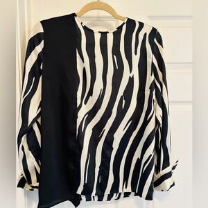 MANGO Black and White Zebra Print Women's Top. Size M/L